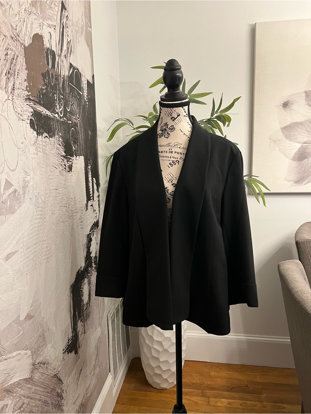 Women's Black Open-Front Blazer Jacket